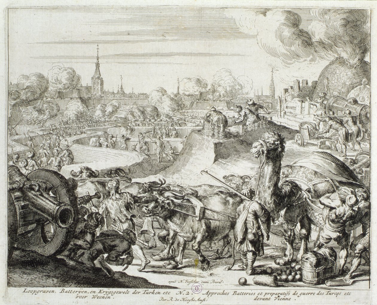 Ciclo de impressão de Viena, posição turca em Viena, 1683 de Romeyn de Hooghe