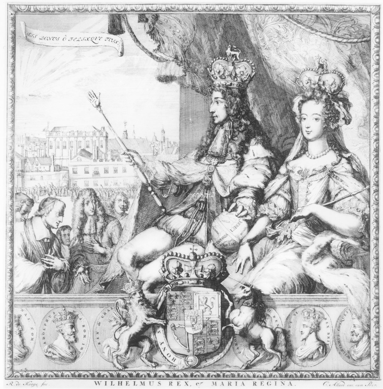 Guilherme III (1650-1702) e Maria II (1662-94) gravados pelo artista, c.1690 de Romeyn de Hooghe