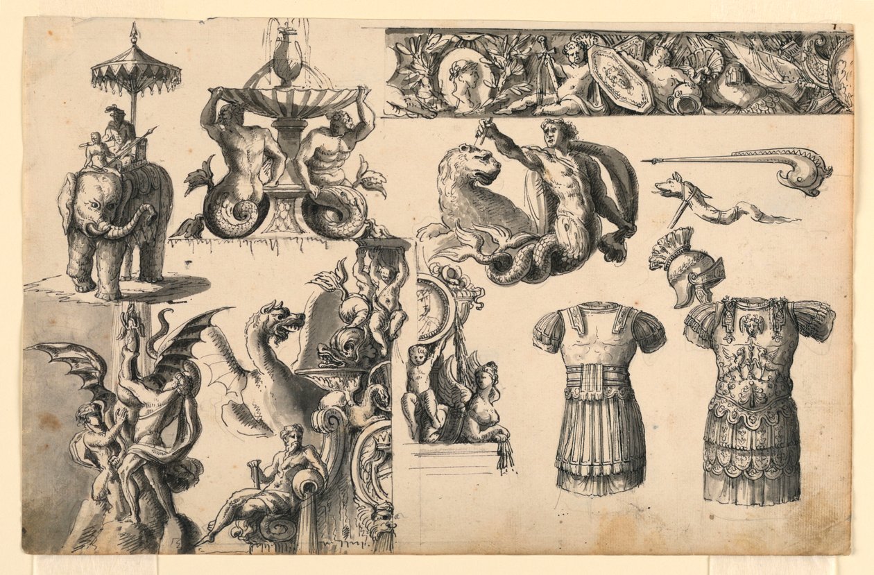 Motivos Decorativos, Três Desenhos para Fontes de Romolo Achille Liverani