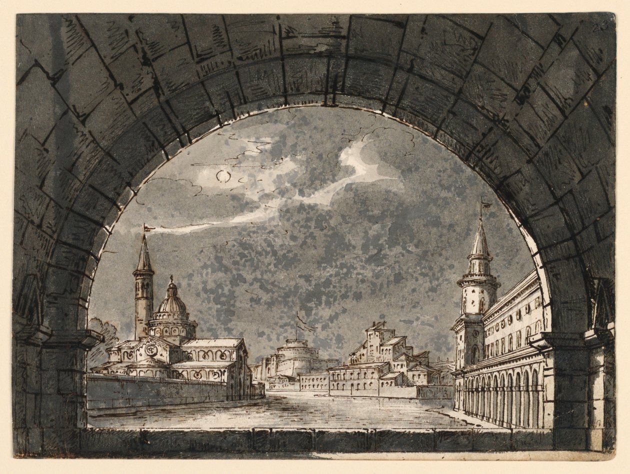 Cenário para a Ópera "La Straniera" de Romolo Achille Liverani