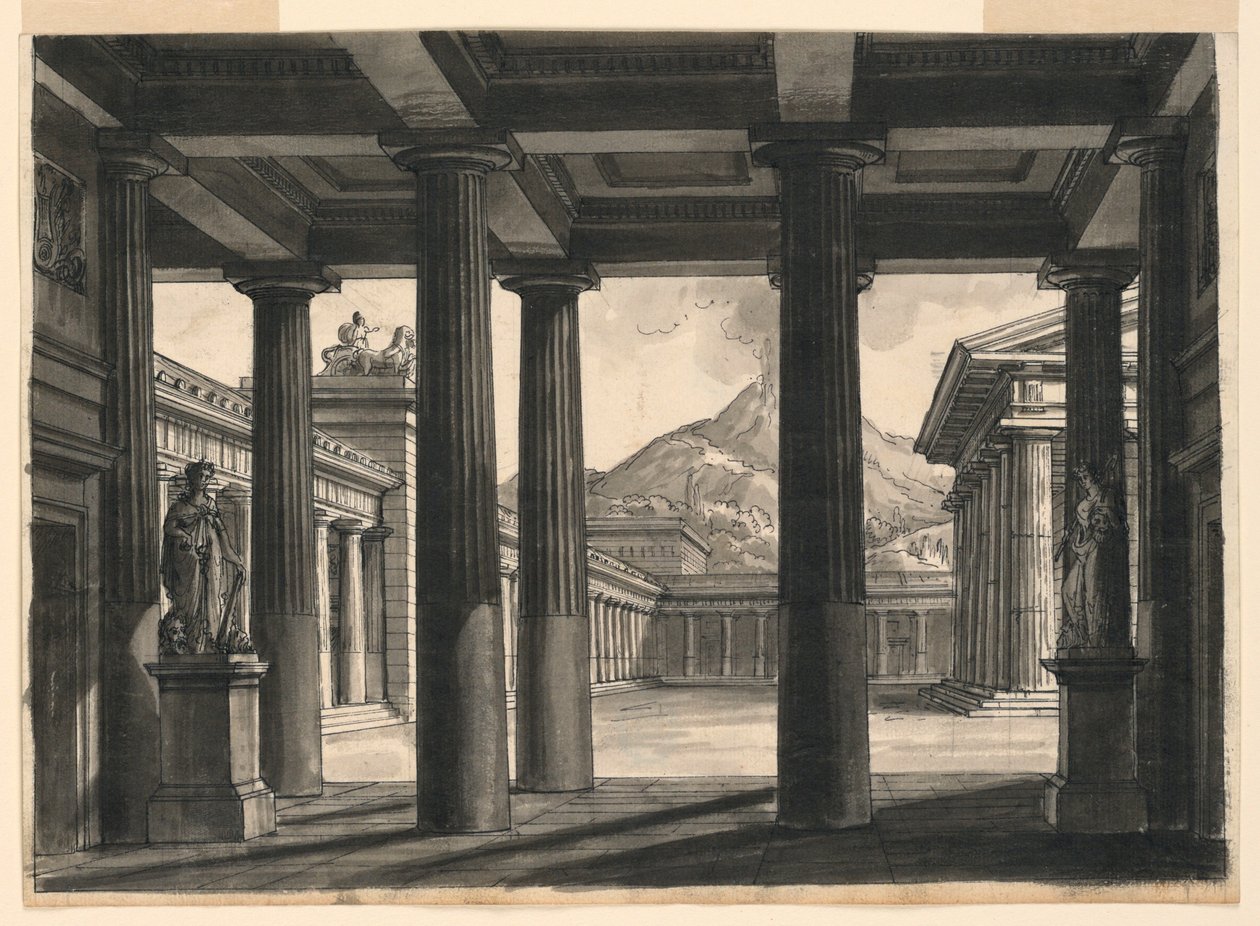 Cenário para a ópera "O Último Dia de Pompéia", no La Scala, Milão, 1827 de Romolo Achille Liverani