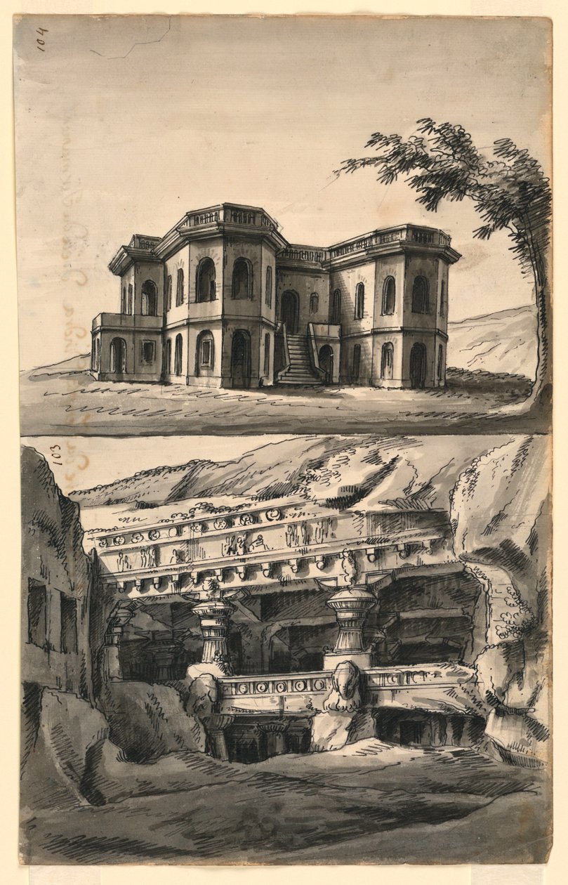 Cenários, Castelo na Paisagem e Templos e Cavernas de Romolo Achille Liverani