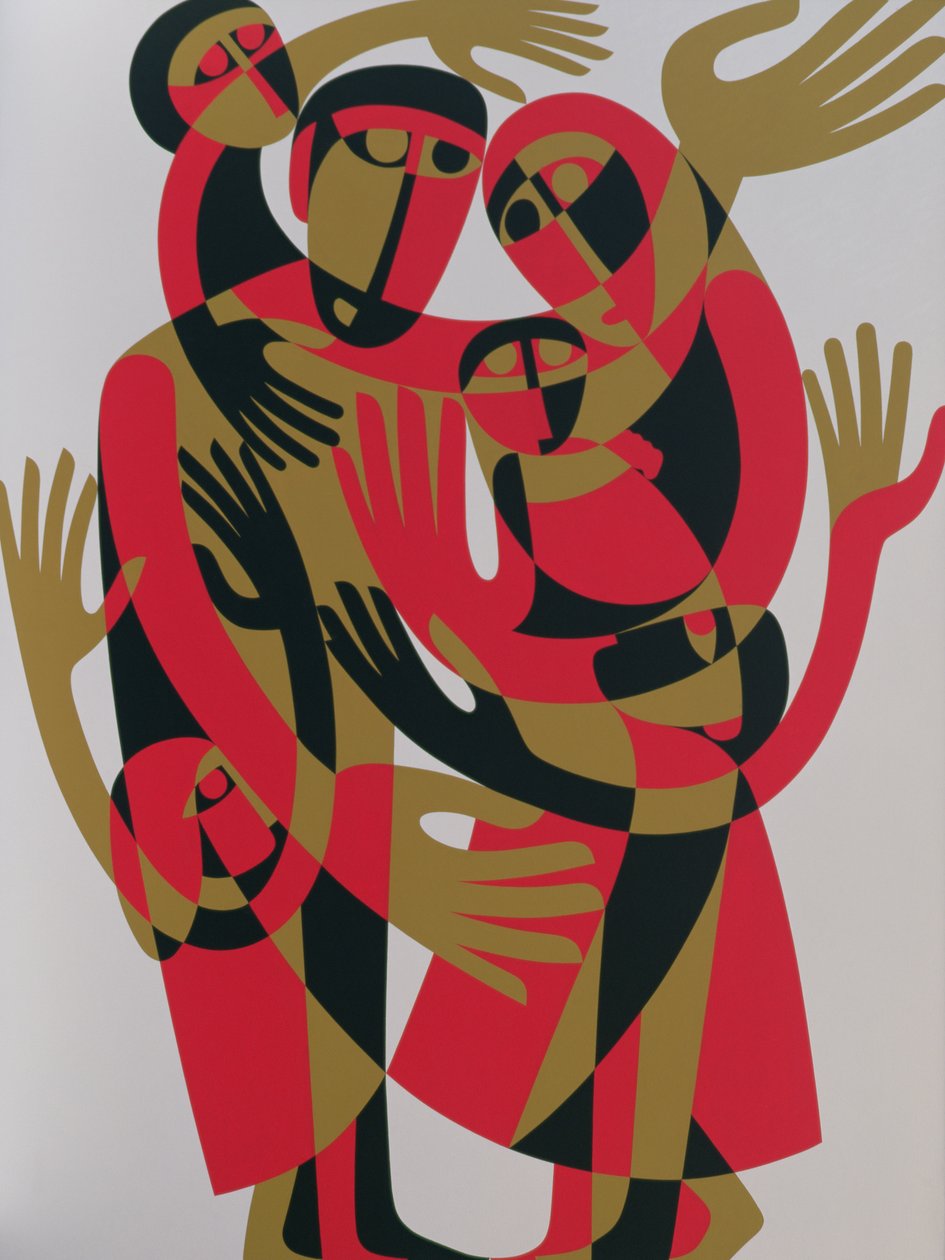 Todos os seres humanos nascem livres e iguais em dignidade e direitos, 1998 (acrílico a bordo) de Ron Waddams