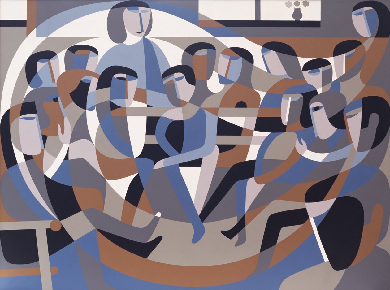 Jordans Quaker Meeting 2, 1993 (acrílico a bordo) de Ron Waddams