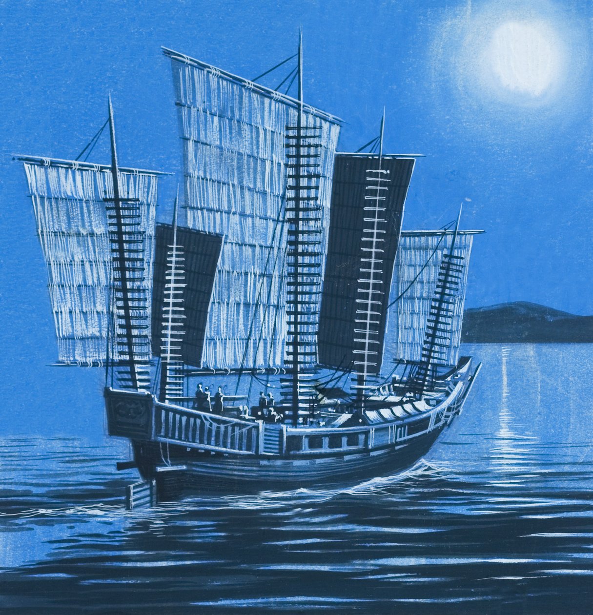Navio chinês (guache sobre papel) de Ron Embleton