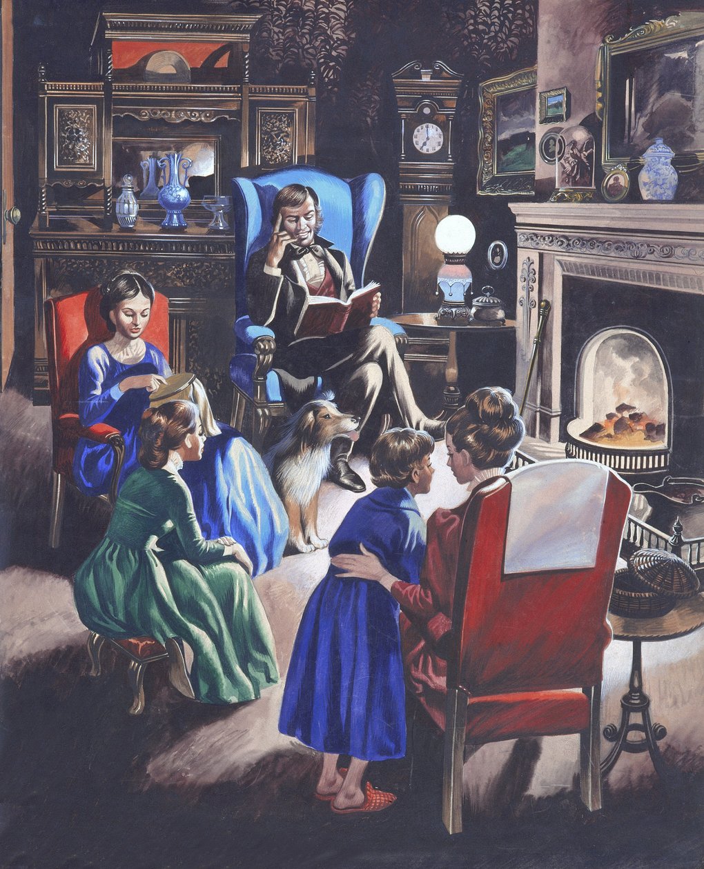 Crescer ao longo dos tempos: As pobres meninas ricas da Grã-Bretanha (guache sobre papel) de Ron Embleton