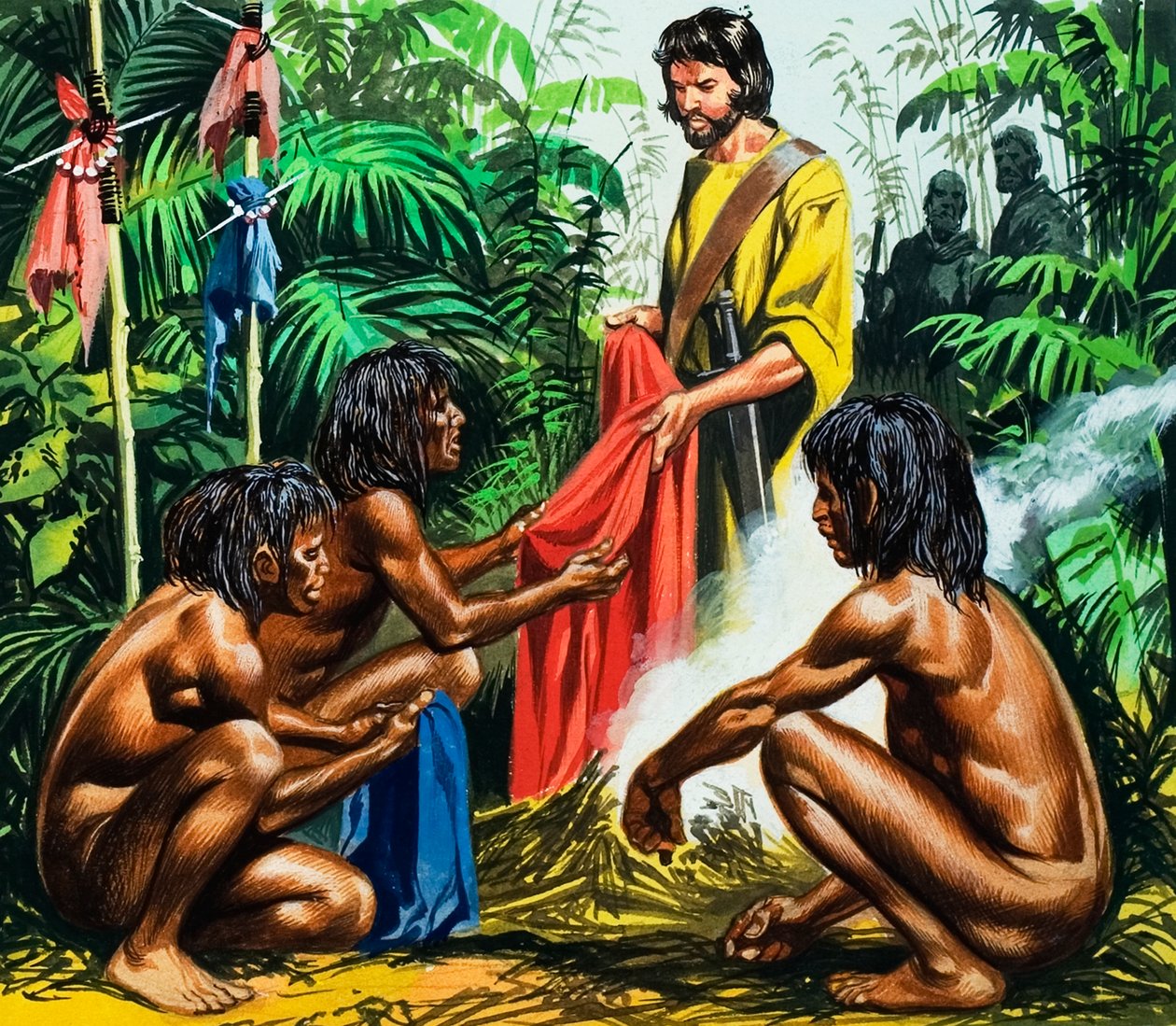 Marco Polo, a ameaça dos canibais, século XX (guache sobre papel)) de Ron Embleton