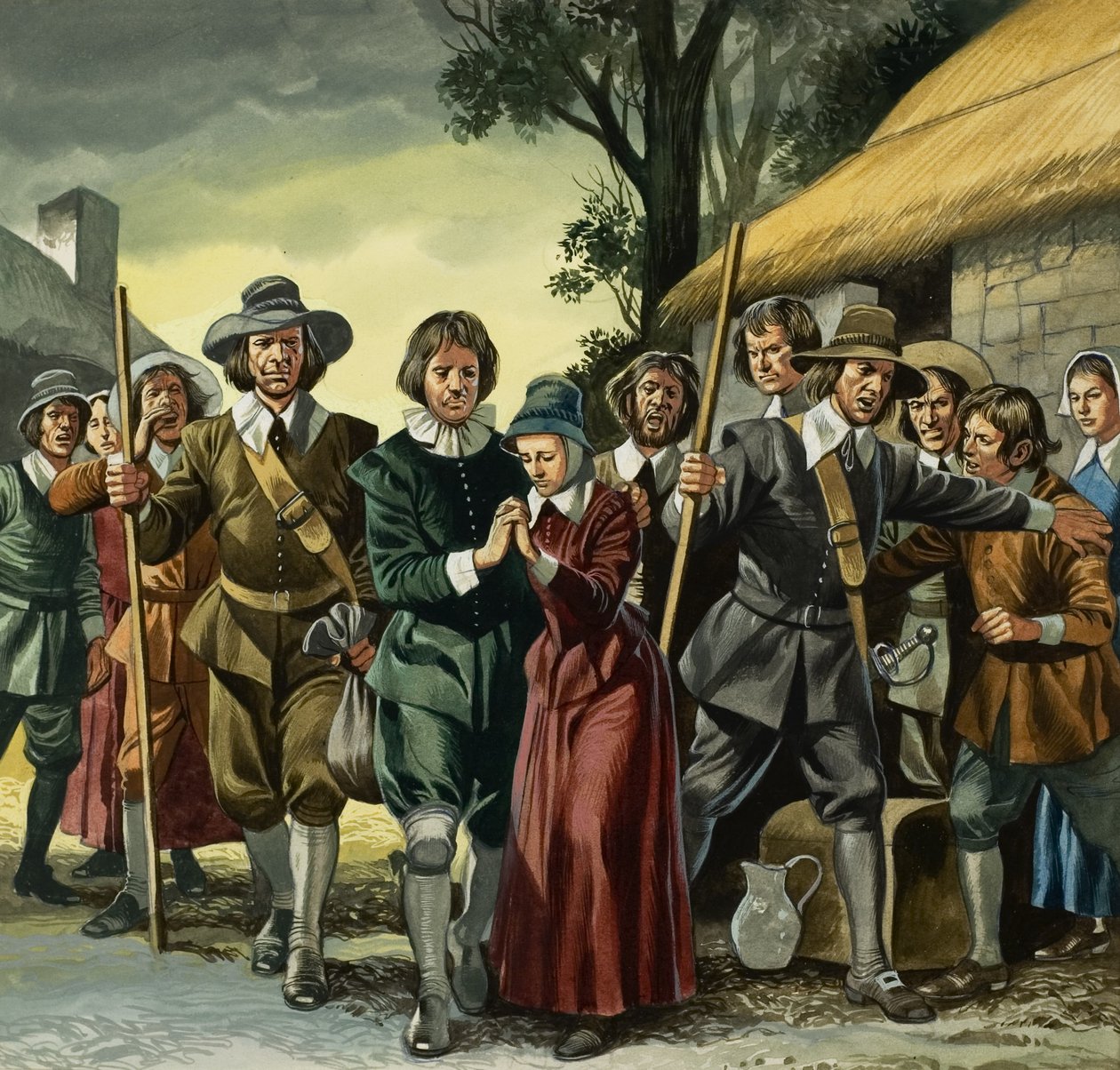 Puritanos (guache sobre papel) de Ron Embleton