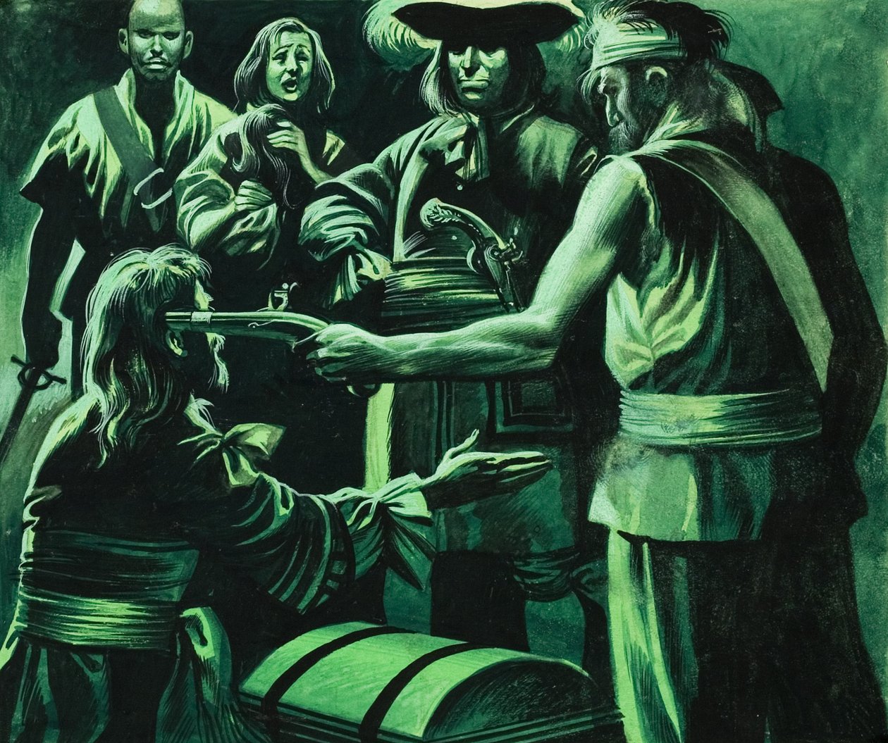 Sir Henry Morgan e Baú do Tesouro (guache sobre papel) de Ron Embleton