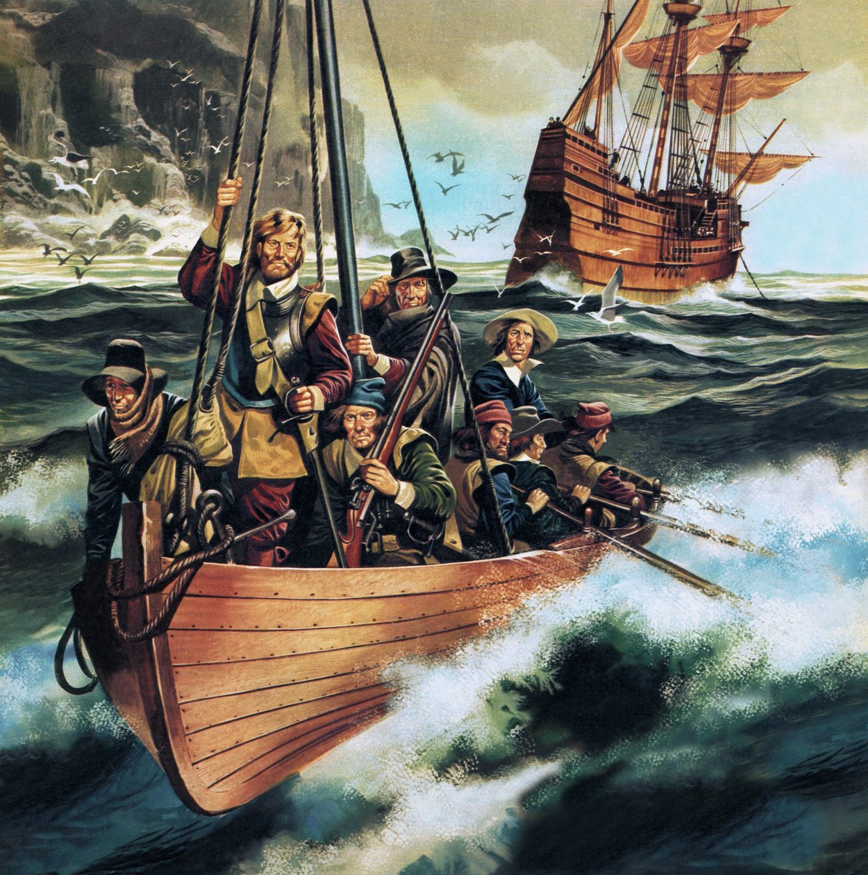 Os Pais Peregrinos: Homens do "Mayflower de Ron Embleton