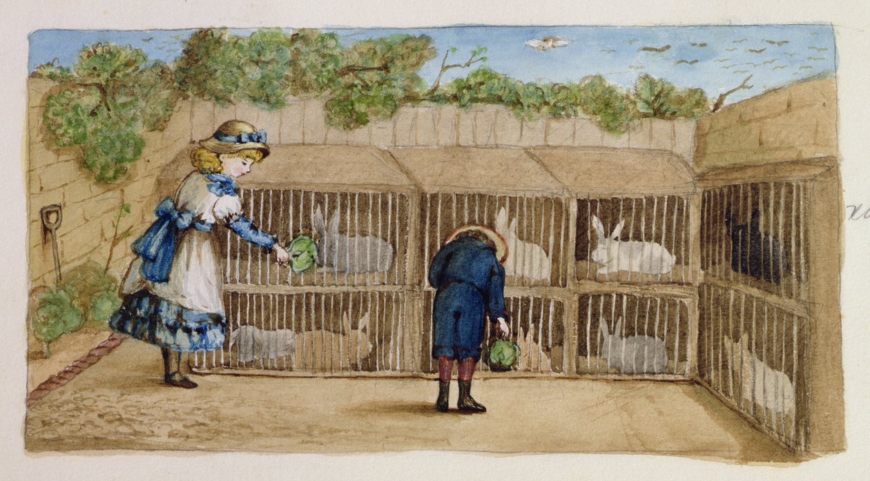 Alimentando os Coelhos, 1883 de Rosa Clementina Petherick