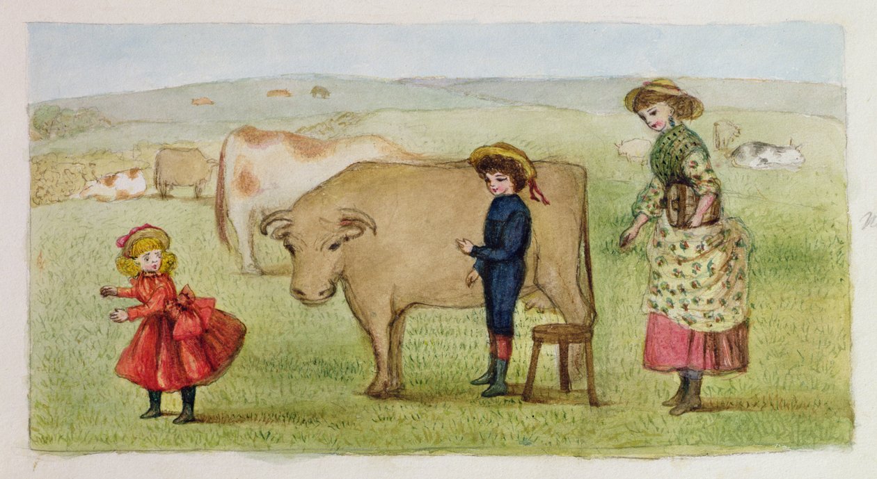 Hora da ordenha, Addiscombe, 1883 de Rosa Clementina Petherick