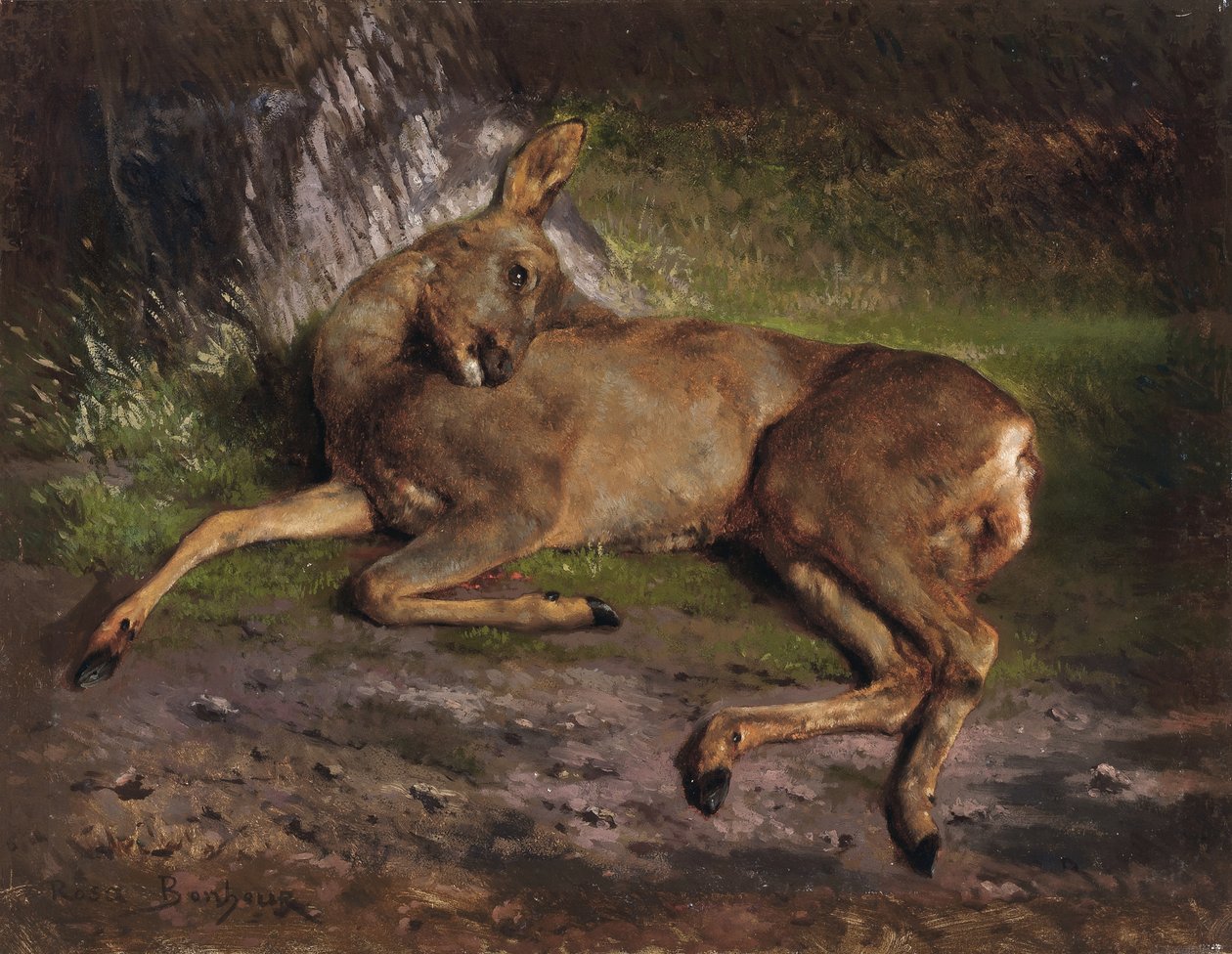Um veado na floresta (óleo sobre tela) de Rosa Bonheur