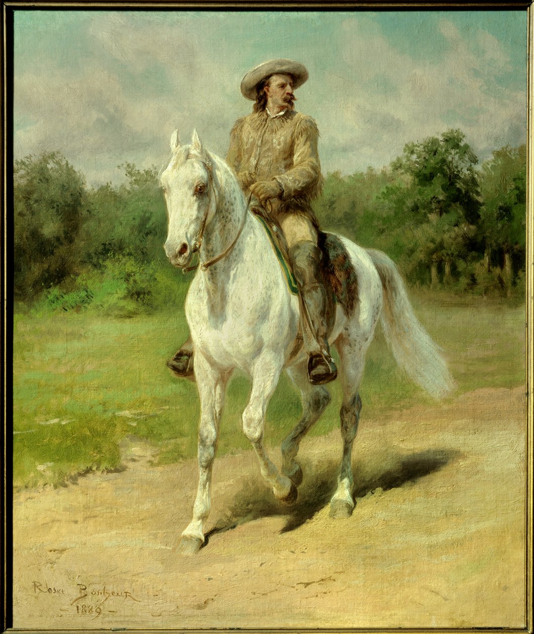 Retrato de William Frederic Cody (1846-1917), conhecido como Buffalo Bill, soldado americano, aventureiro e ator de cavalos. Pintura de 1889 por Rosa Bonheur (1822-1899), Cody, Buffalo Bill Historical Center. - Retrato de William Frederick Cody (1846-1917) de Rosa Bonheur
