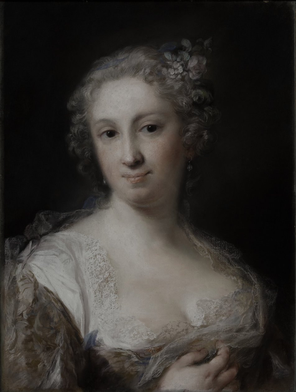 Retrato de uma senhora, c.1730-40 (pastel sobre papel, colocado na tela) de Rosalba Giovanna Carriera