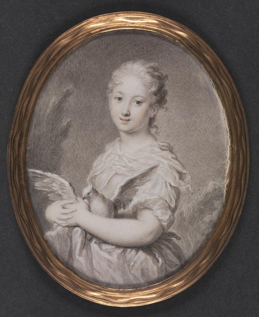 Castidade. Uma jovem com uma pomba de Rosalba Carriera