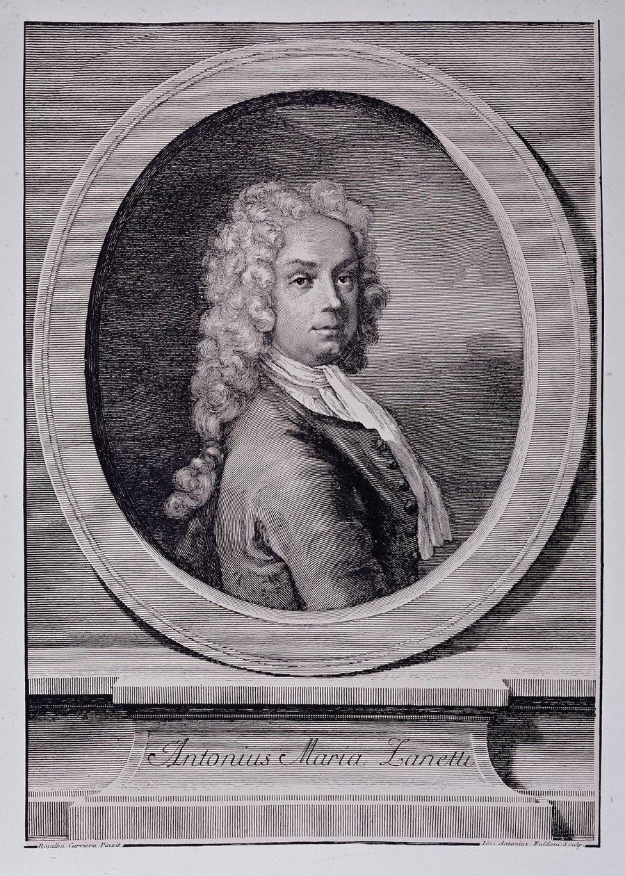 Retrato de Antonio Maria Zanetti, cartoonista italiano (Gravura de Rosalba Giovanna (after) Carriera