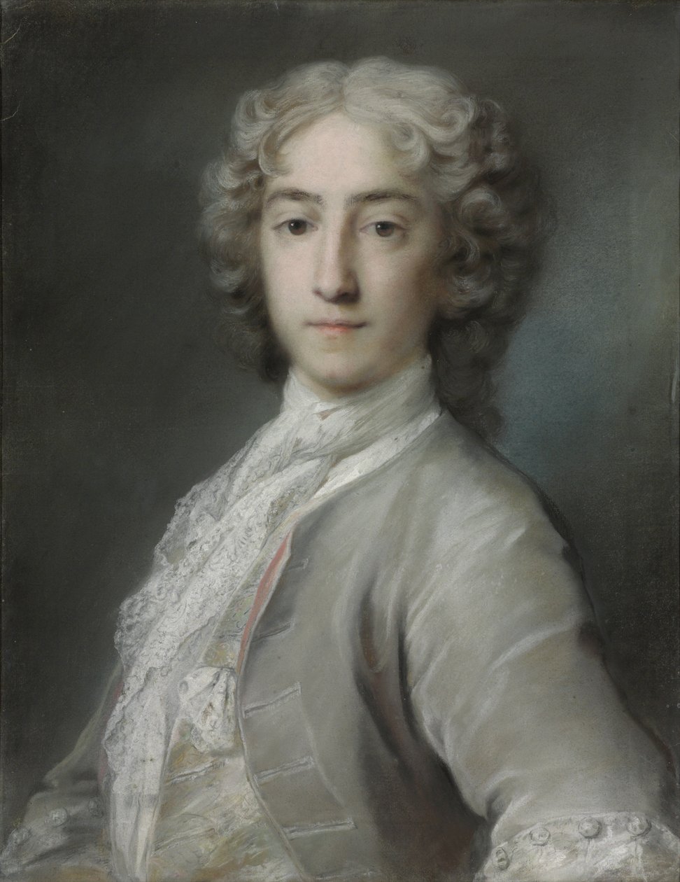 Retrato de Lord Sidney Beauclerk, meio comprimento, em um casaco de veludo cinza e branco de Rosalba Giovanna Carriera