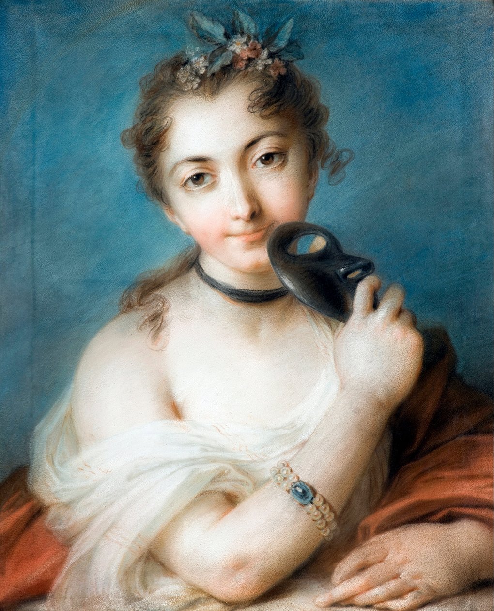 Retrato de uma senhora com máscara Pintura de Rosalba Carriera (1675-1757) Século XVIII Coleção particular de Rosalba Giovanna Carriera