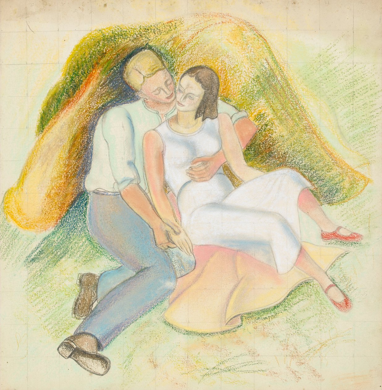 Amantes (pastel sobre papel) de Rosalie Brill