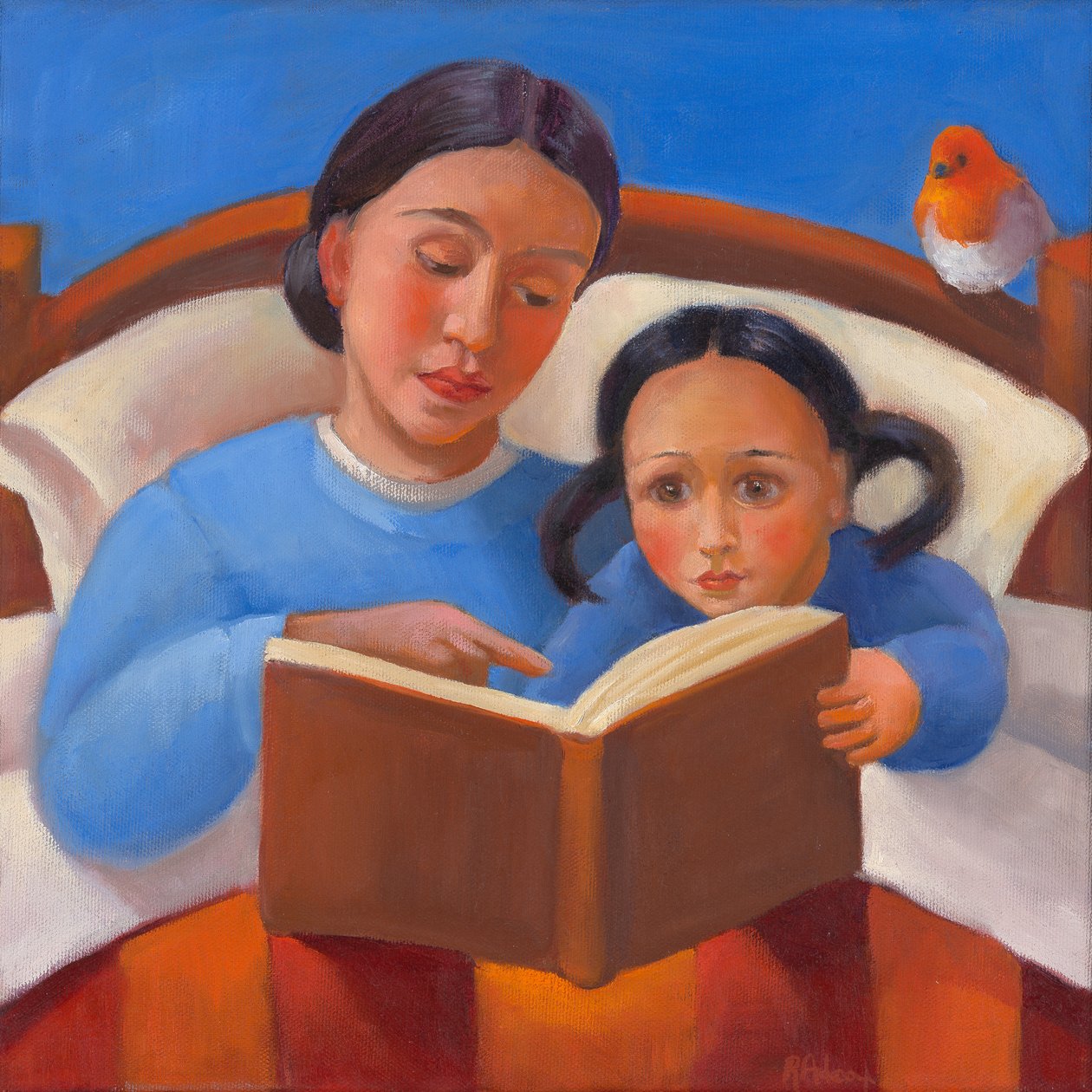 História para dormir, 2022 (óleo sobre tela) de Rosemarie Adcock