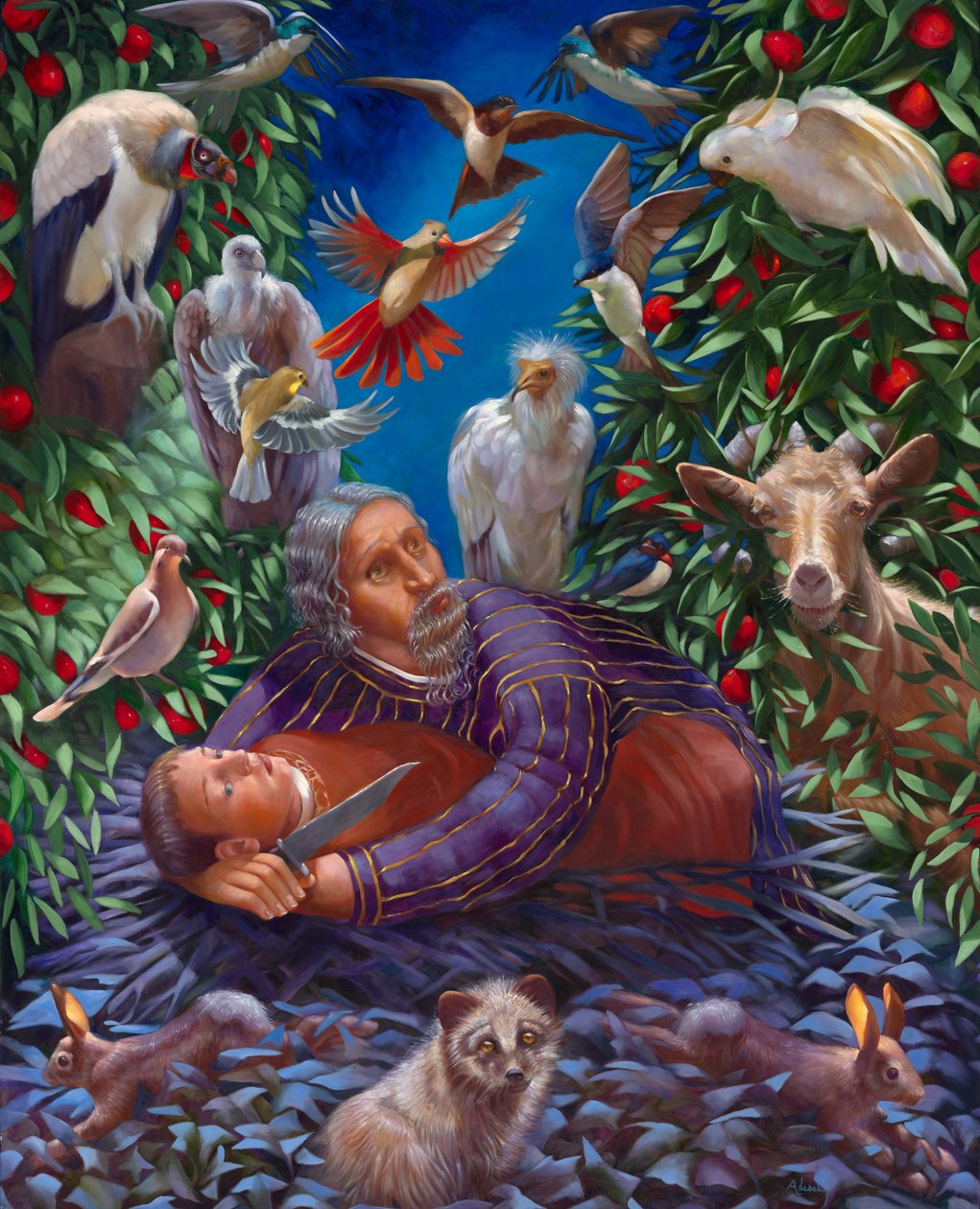 A restituição de Isaac a seu pai Abraão 2013 (óleo sobre tela) de Rosemarie Adcock