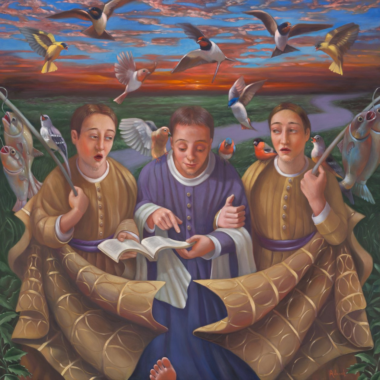 O caminho de Emaús, 2009 (óleo sobre tela) de Rosemarie Adcock