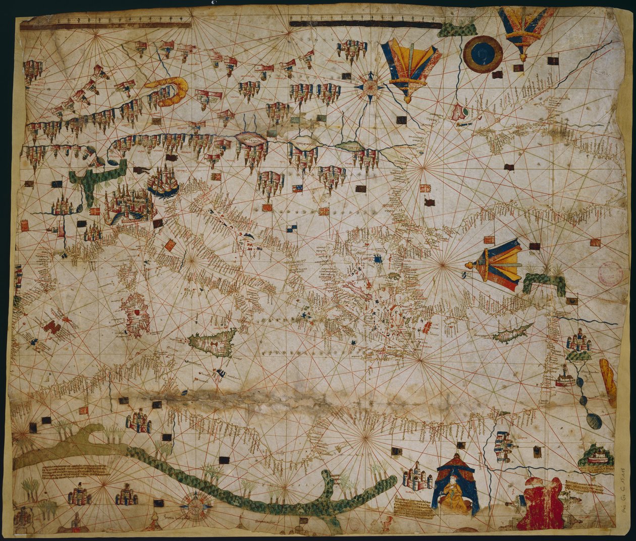 Carta náutica do Mar Mediterrâneo e do Mar Negro, década de 1440 de Rossell