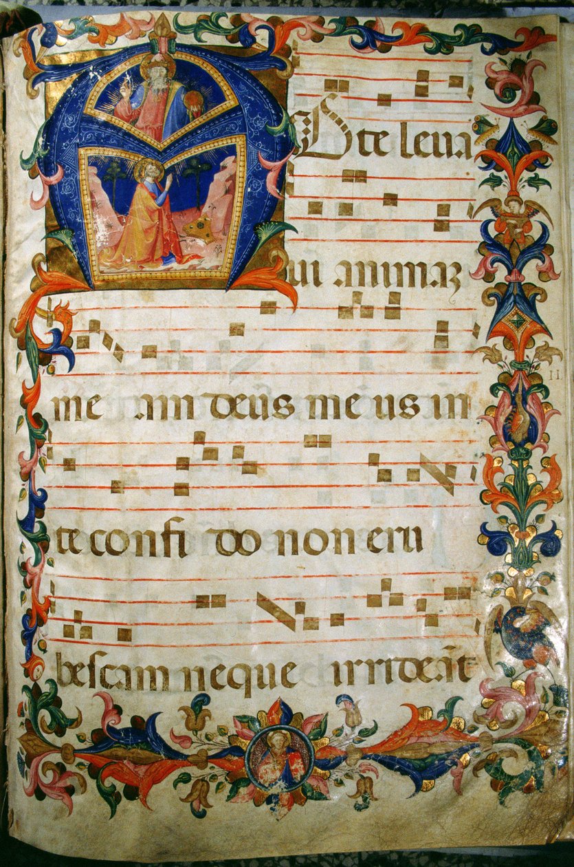 Corale - Graduale no.5 Histórica inicial "A", representando o rei Davi e Deus Pai de Rossello Franchi