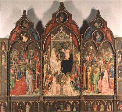 A Coroação da Virgem (tempera no painel) de Rossello di Jacopo Franchi