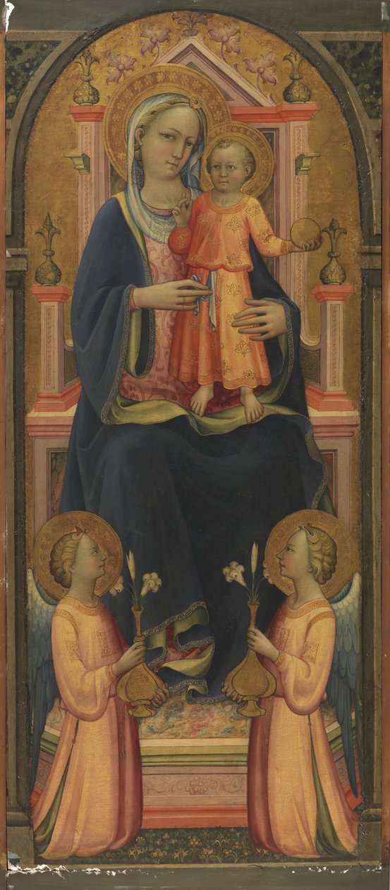 Virgem e Menino Entronizado, com Dois Anjos, c.1420-25 de Rossello di Jacopo Franchi