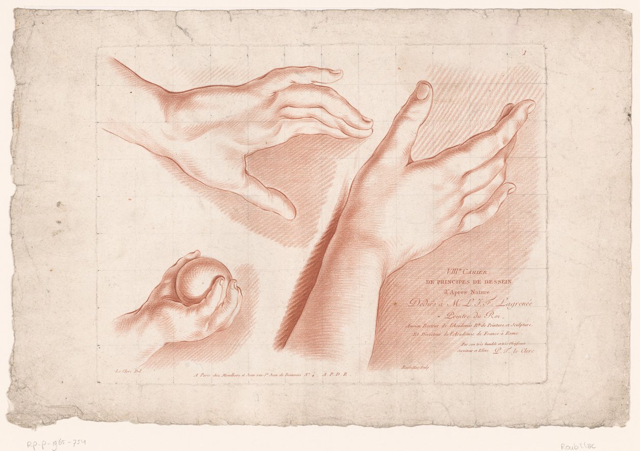 Impressão do título com três mãos
Princípios de desenho da natureza, parte oito (título da série)
VIII Cahier de Principes du Dessin d