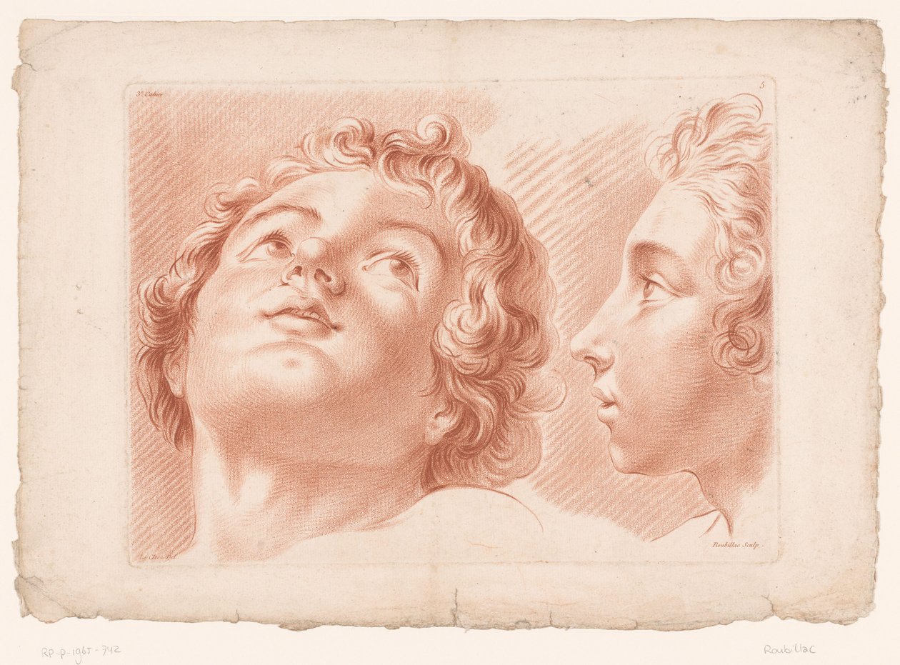 Duas cabeças de meninos Princípios de desenho da natureza, parte três (título da série) IIIe Cahier de Principes du Design d