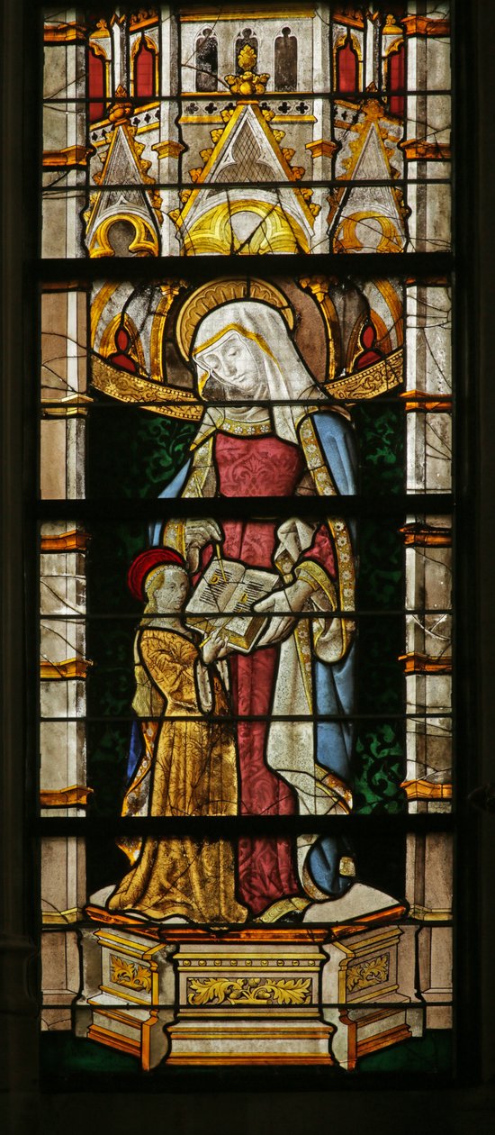 Janela retratando St Anne ensinando a Virgem a ler, 1500-10 de Rouen School