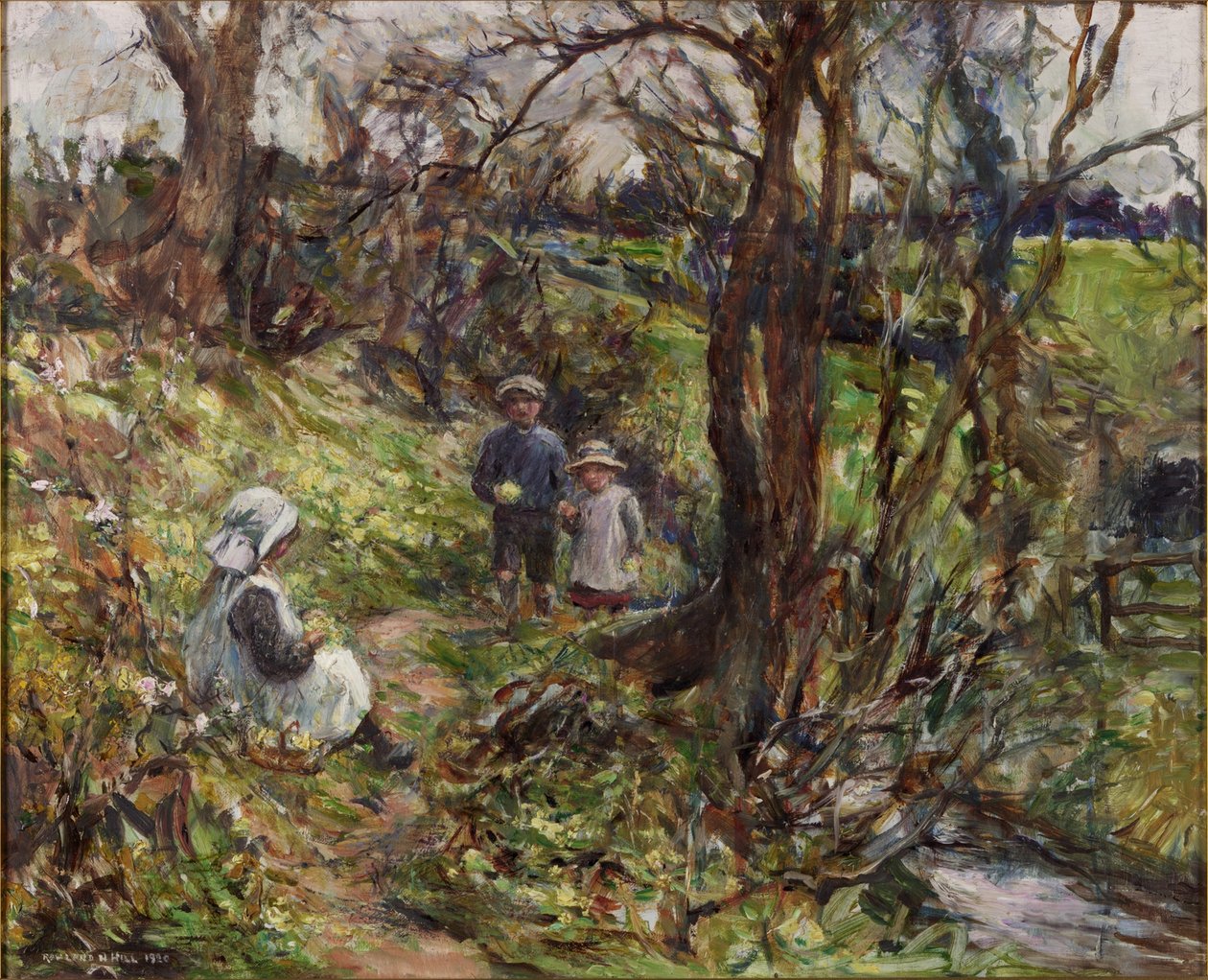 Os Colectores de Prímula (óleo sobre tela) de Rowland Henry Hill