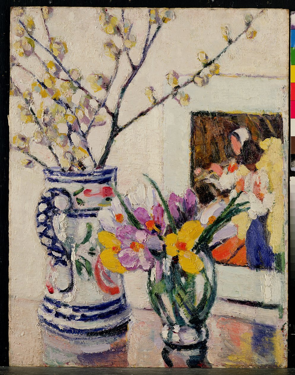 Ainda vida com flores em um vaso de Rowley Leggett