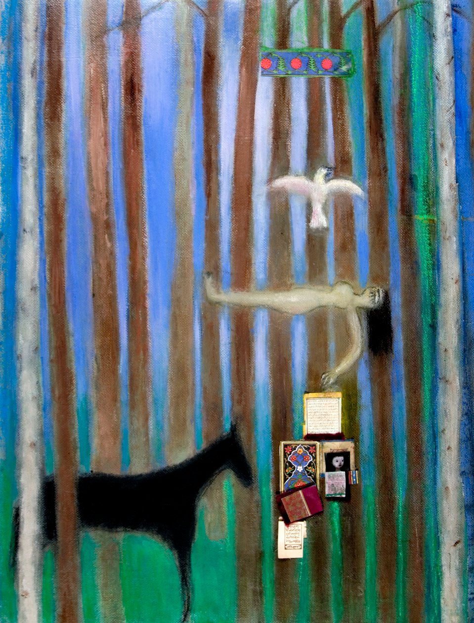 Sonho, 2011 (óleo e colagem sobre tela) de Roya Salari
