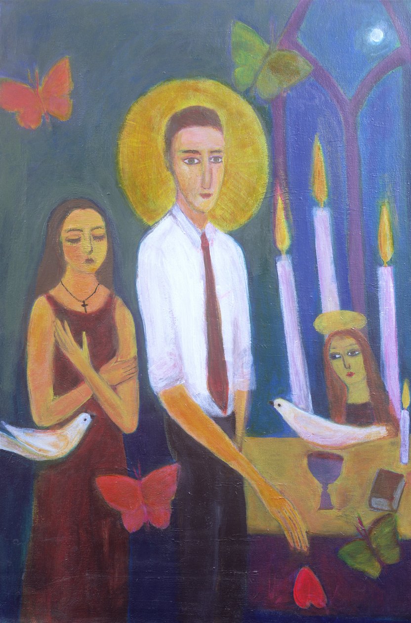 Oração da tarde, 2001 (acrílico sobre tela) de Roya Salari