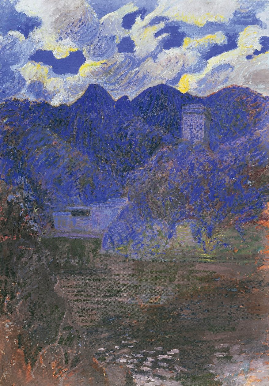Alvorada da Primavera em San Fruttuoso, de Rubaldo Merello (1872-1922), óleo sobre tela, 98x69 cm. Itália, século XX. de Rubaldo Merello