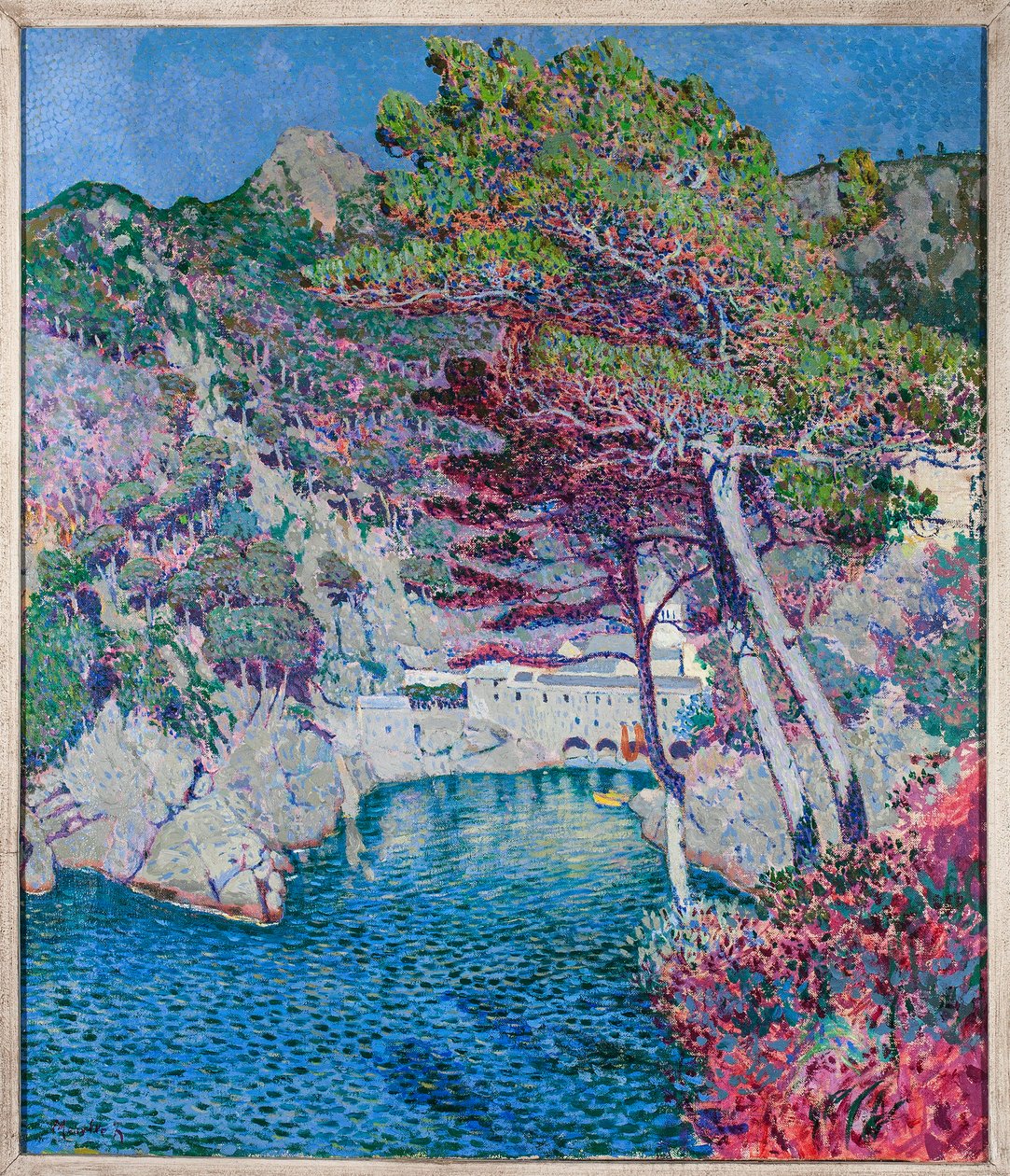 Vista de San Fruttuoso, perto de Camogli (óleo sobre tela de Rubaldo Merello