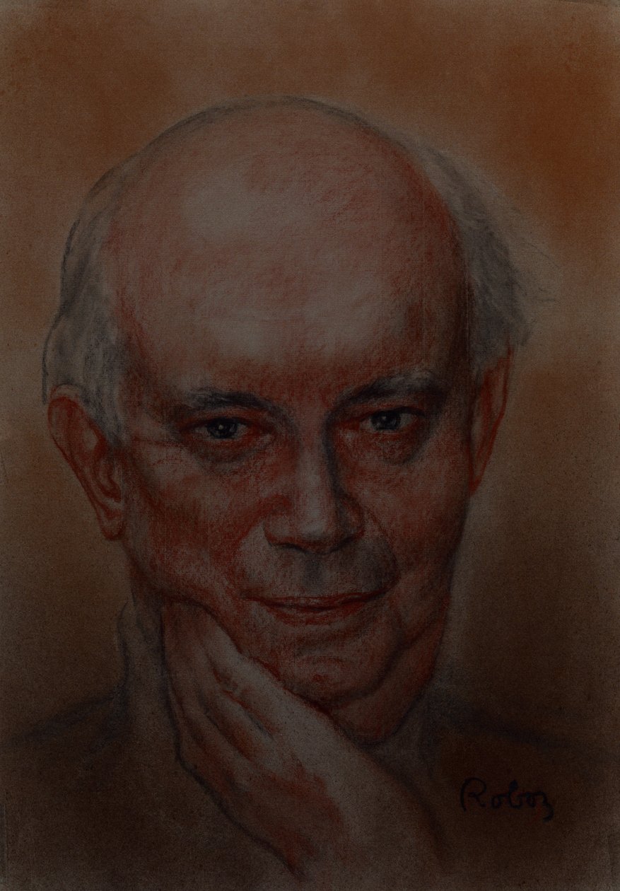Retrato de Alan Ayckbourn por Zsuzsi Roboz em pastéis c de Rudolf Eichstaedt