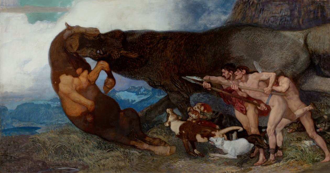 Lutando com um monstro, 1903 de Rudolf Jettmar
