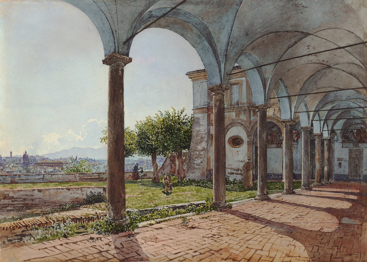 Vista do Mosteiro de Santa Onofrio em Roma Vista de Sant Onofrio em Roma de Rudolf von Alt
