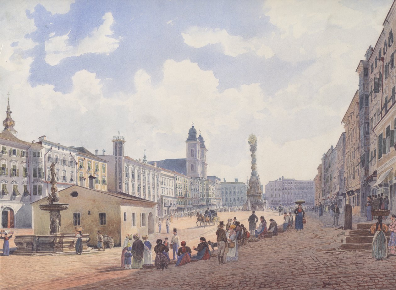A, quadrado principal, em, Linz de Rudolf von Alt