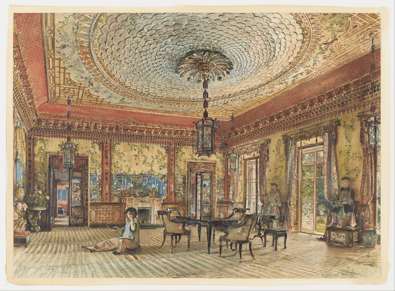 O salão japonês, Villa Hill, Hietzing, Viena de Rudolf von Alt