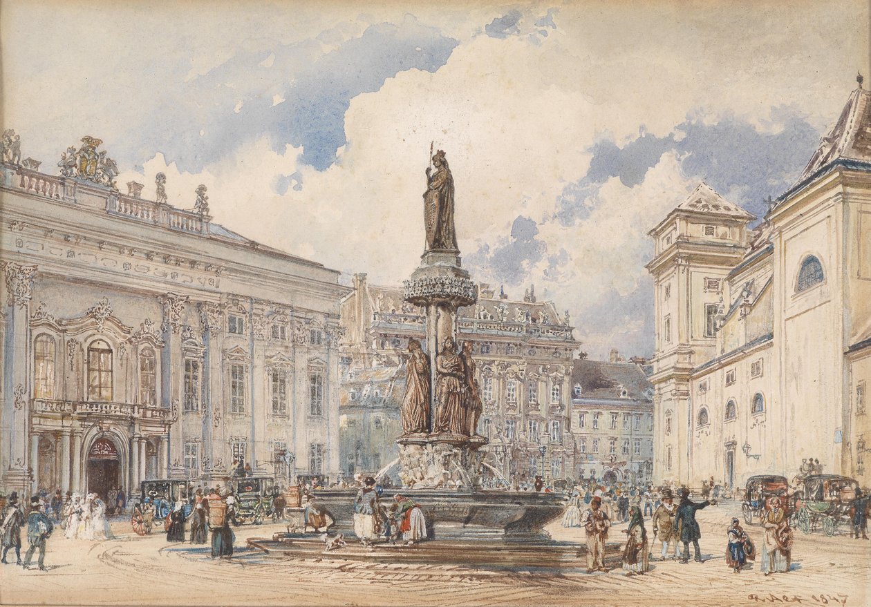 Viena, Freyung com Austriabrunnen de Rudolf von Alt