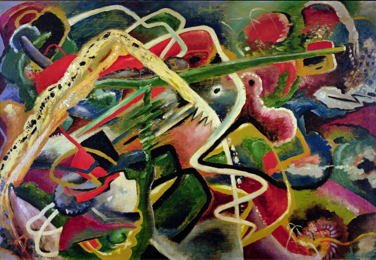 Furioso 9, c.1917 (óleo sobre tábua) de Rudolf Bauer