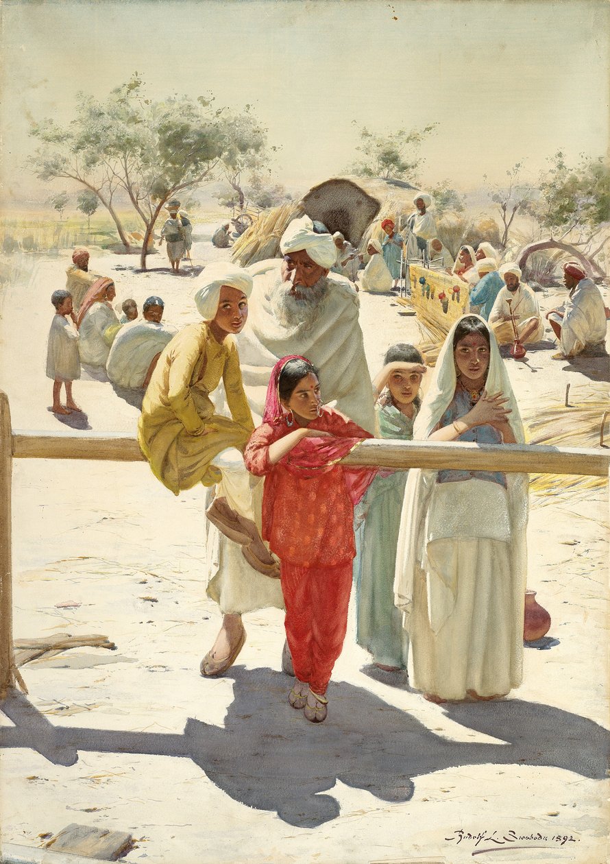 Um pio no trem, Índia, 1892 de Rudolf Der G. Swoboda