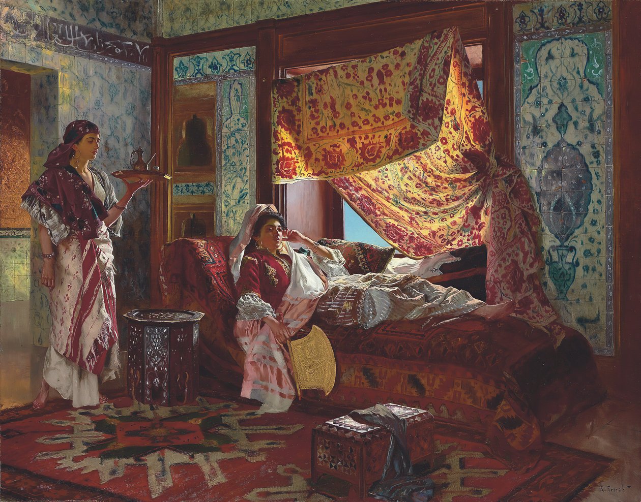 Tomando chá no Harém. de Rudolf Ernst