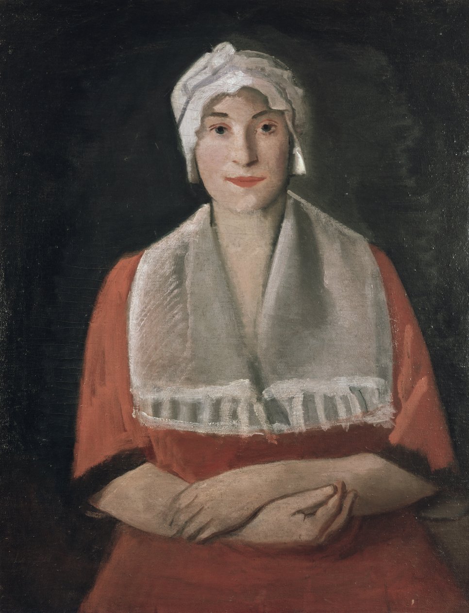 Retrato de uma senhora de boné branco de Rudolf Kremlicka